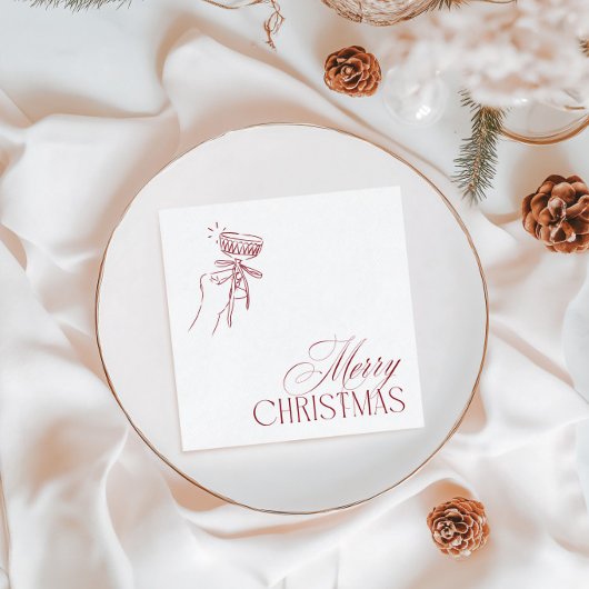 Hand Drawn Vintage Red Christmas Party Servet