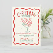 Hand Drawn Vintage Santa Custom Christmas Party Kaart (Staand voorkant)