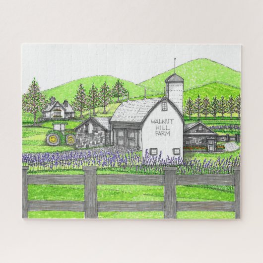 Hand Drawn Walnut Hill Boerderij en Barn Puzzle Legpuzzel (Horizontaal)