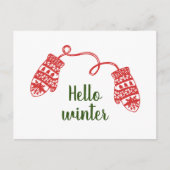 Hand Drawn Warm Winter Mittens Kerstfeestdag Briefkaart (Voorkant)