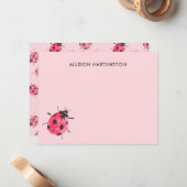 Hand-Drawn Watercolor Ladybug Whimsical Insect Notitiekaartje (Voorkant / Achterkant in situ)