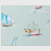 hand drawn watercolor sailboat illustrationsailboa cadeaupapier (Vlak)