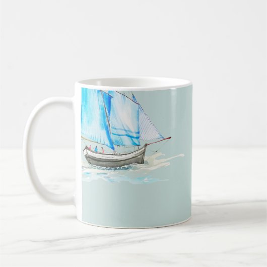 hand drawn watercolor sailboat illustrationsailboa koffiemok (Links)