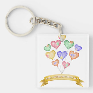 Hand Drawn Watercolor World Autism Awareness Day Sleutelhanger
