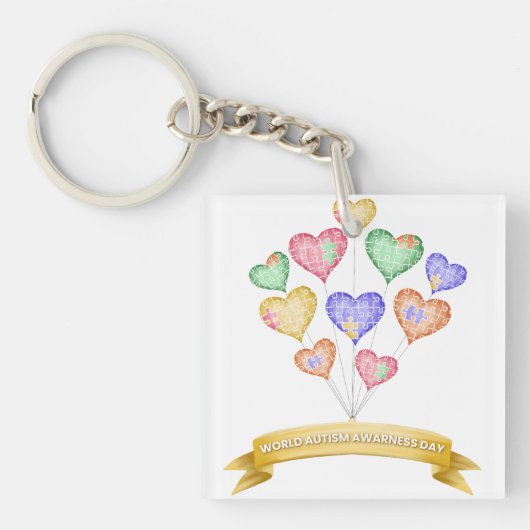Hand Drawn Watercolor World Autism Awareness Day Sleutelhanger (Voorkant)