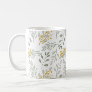 Hand Drawn Waterverf met Golden Leaves Koffiemok