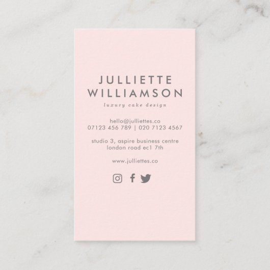 Hand Drawn Wedding Cake Blush & Grey Visitekaartje (Achterkant)