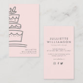 Hand Drawn Wedding Cake Blush & Grey Visitekaartje (Voorkant / Achterkant)