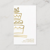Hand Drawn Wedding Cake Gold & White Visitekaartje (Voorkant)