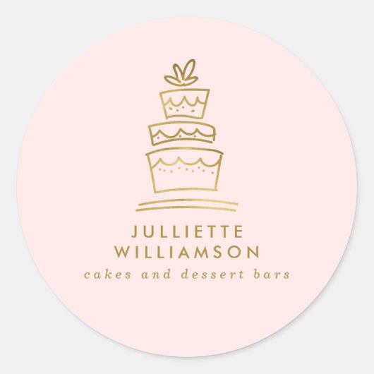 Hand Drawn Wedding Cake Waterverf Ronde Sticker (Voorkant)