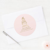Hand Drawn Wedding Cake Waterverf Ronde Sticker (Envelop)