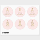Hand Drawn Wedding Cake Waterverf Ronde Sticker (Vel)