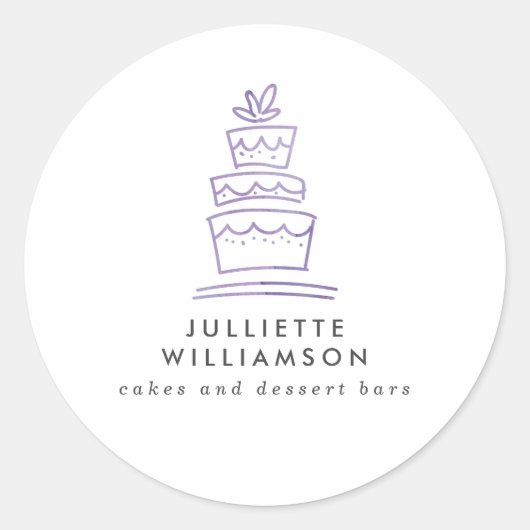 Hand Drawn Wedding Cake Waterverf Ronde Sticker (Voorkant)