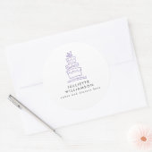 Hand Drawn Wedding Cake Waterverf Ronde Sticker (Envelop)