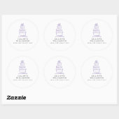 Hand Drawn Wedding Cake Waterverf Ronde Sticker (Vel)