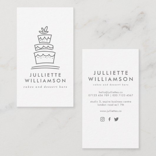 Hand Drawn Wedding Cake Waterverf Visitekaartje (Voorkant / Achterkant)