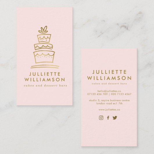 Hand Drawn Wedding Cake Waterverf Visitekaartje (Voorkant / Achterkant)