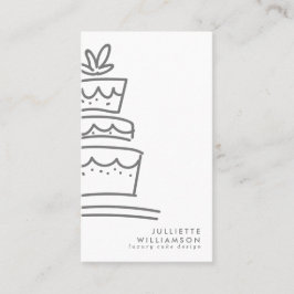 Hand Drawn Wedding Cake White & Grey Visitekaartje