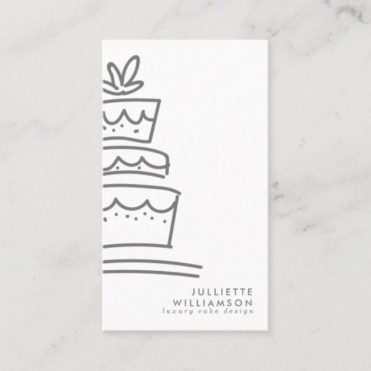 Hand Drawn Wedding Cake White & Grey Visitekaartje (Voorkant)