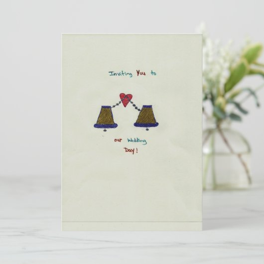 Hand Drawn Wedding Invitation Card Kaart (Staand voorkant)