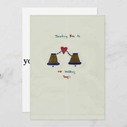 Hand Drawn Wedding Invitation Card Kaart (Voorkant / Achterkant)