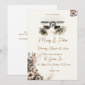 Hand drawn wedding invitation floral beach kaart (Voorkant / Achterkant)
