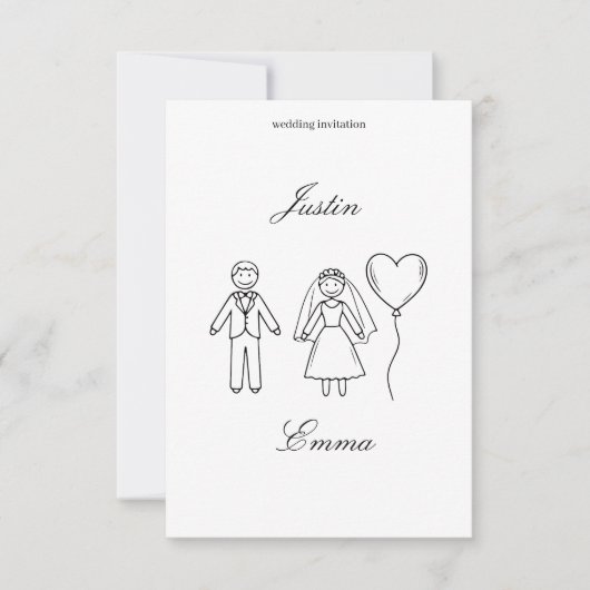 Hand Drawn Wedding Invitation Kaart (Voorkant)