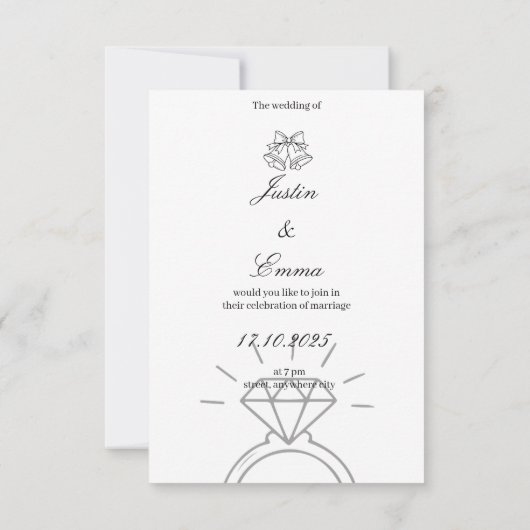 Hand Drawn Wedding Invitation Kaart (Achterkant)