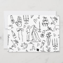 hand drawn wedding marriage bridal toile bedankkaart