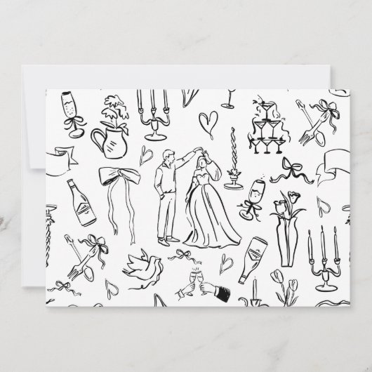 hand drawn wedding marriage bridal toile bedankkaart (Voorkant)