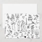 hand drawn wedding marriage bridal toile bedankkaart (Voorkant / Achterkant)