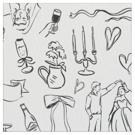 hand drawn wedding marriage bridal toile stof