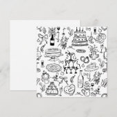 hand drawn wedding marriage champagne fountain kaart (Voorkant / Achterkant)