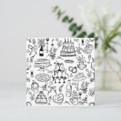 hand drawn wedding marriage champagne fountain kaart (Staand voorkant)