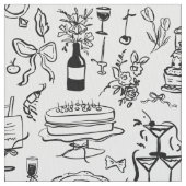 hand drawn wedding marriage champagne fountain stof (Close Up)