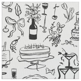 hand drawn wedding marriage champagne fountain stof