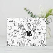 hand drawn wedding marriage engagement proposal kaart (Staand voorkant)