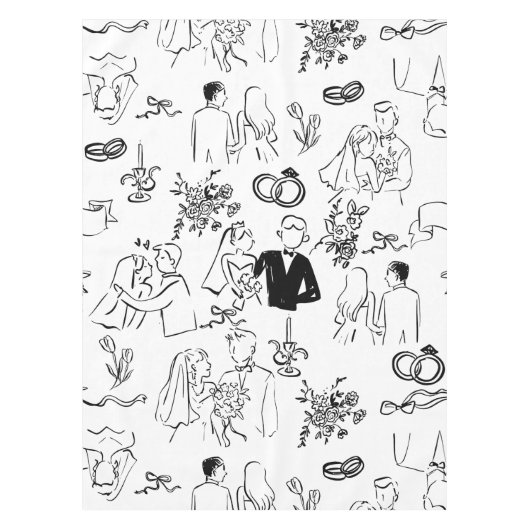 hand drawn wedding marriage engagement proposal tafelkleed (Voorkant)