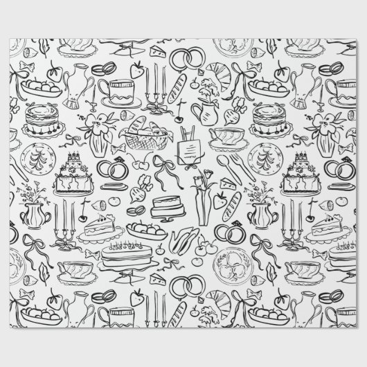 hand drawn wedding marriage vegan vegetarian cadeaupapier (Vlak)