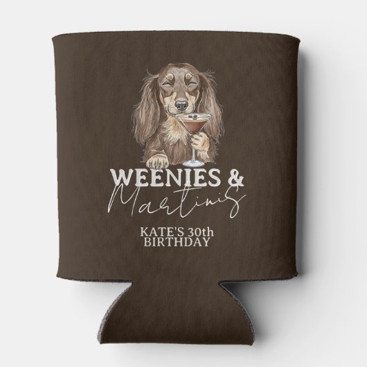 Hand Drawn Weenies and Martinis Dachshund Blikjeskoeler (Achterkant)