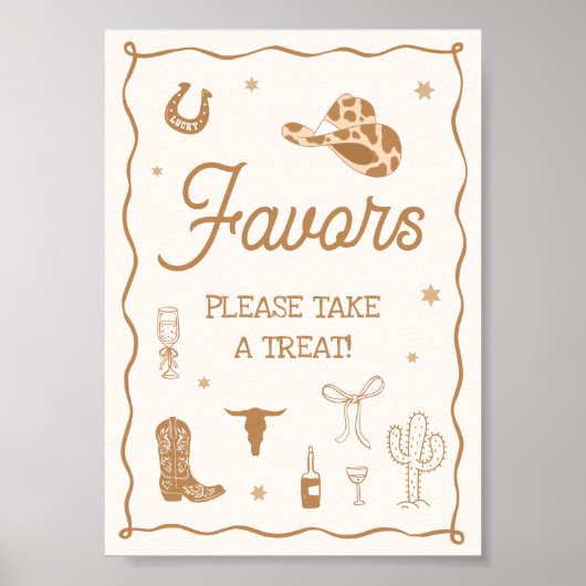 Hand Drawn Western Bridal Shower Favor Poster (Voorkant)