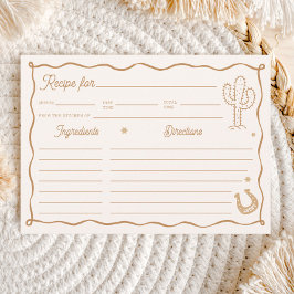 Hand Drawn Western Bridal Shower Recipe Card Kaart