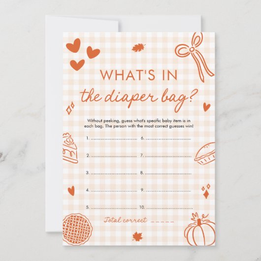 Hand Drawn What's In The Diaper Bag Baby Shower Kaart (Voorkant)