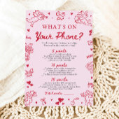 Hand Drawn What's on Your Phone Baby Shower Game Kaart