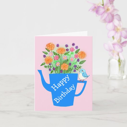 Hand-Drawn Whimsical Art Custom Birthday Kaart (Orchidee)