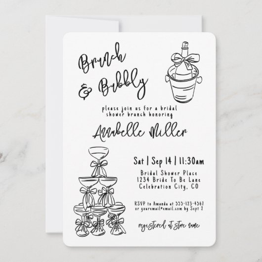 Hand Drawn Whimsical Bridal Shower Kaart (Voorkant)