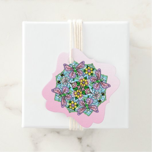 Hand Drawn Whimsical Butterfly Mandala Bedankjes Labels (In situ)