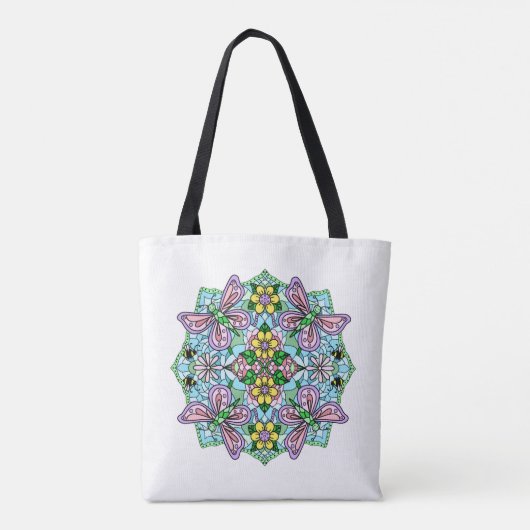 Hand Drawn Whimsical Butterfly Mandala Tote Bag (Achterkant)