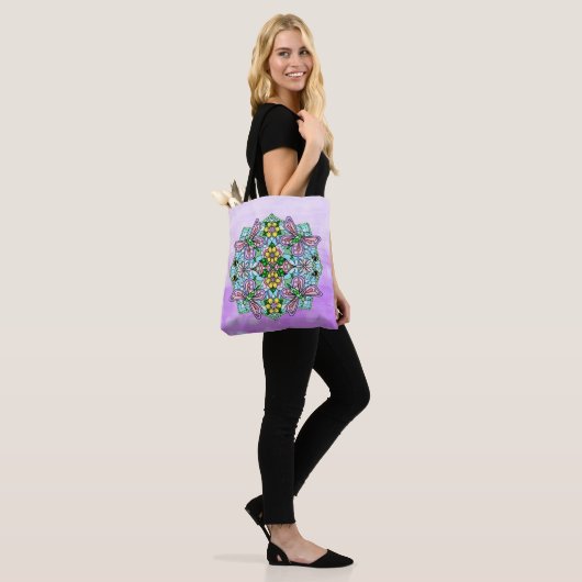 Hand Drawn Whimsical Butterfly Mandala Tote Bag (Op model)