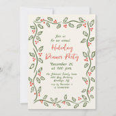 Hand Drawn Whimsical Christmas Holiday Dinner Invi Kaart (Voorkant)